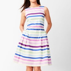 Talbots cotton summer stripe fit/flare dress 12P and 16P